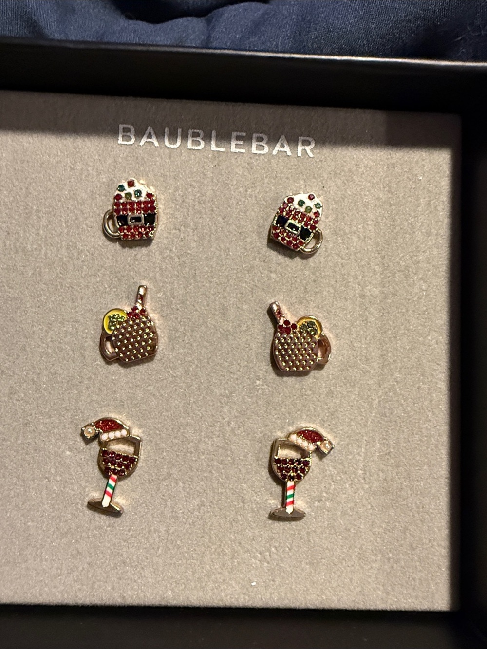 BaubleBar Rose Gold Holiday Drinks Earring Set
